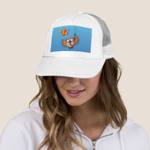 Owl with Snorkel Mask and Tropical Fish Trucker Hat