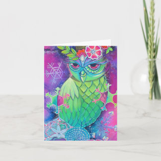 Owl with snowflakes card