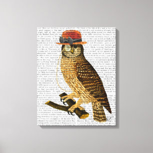Owl with Steampunk Style Bowler Hat Canvas Print