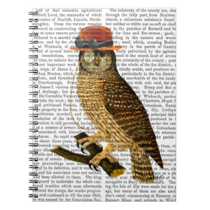 Owl with Steampunk Style Bowler Hat Notebook