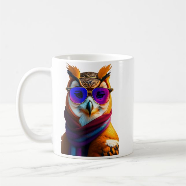 Owl with sunglasses  coffee mug (Left)