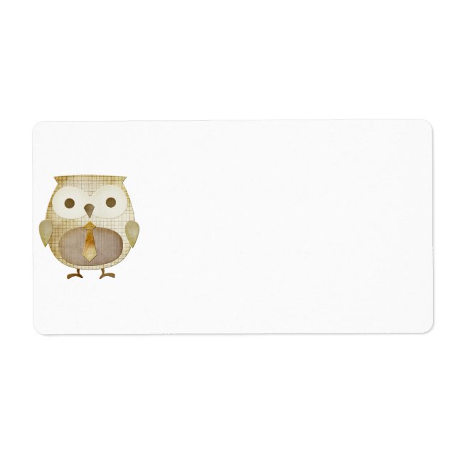 Owl With Tie Label (Front)