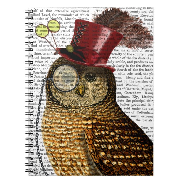 Owl With Top Hat 3 Notebook (Front)