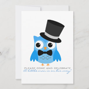 Owl with Top Hat & Bow Tie Baby Shower Invitation