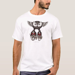 Owl with two people abstract graphic art t-shirt