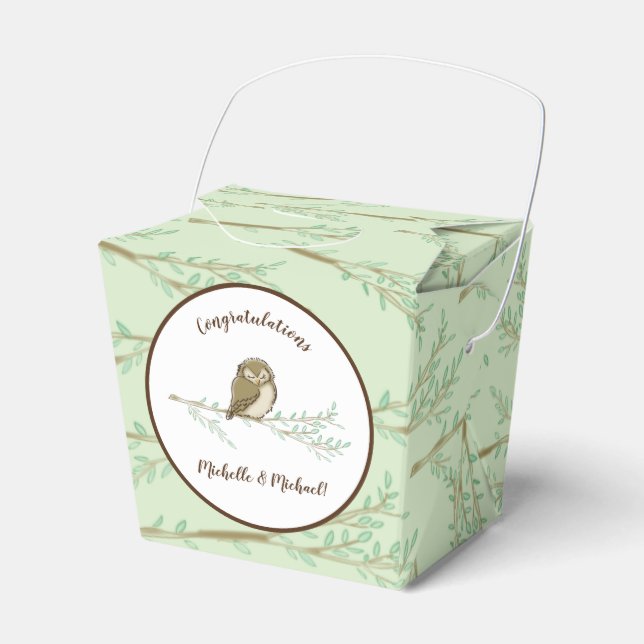 Owl Woodland Animal Baby Shower Favour Box (Front Side)
