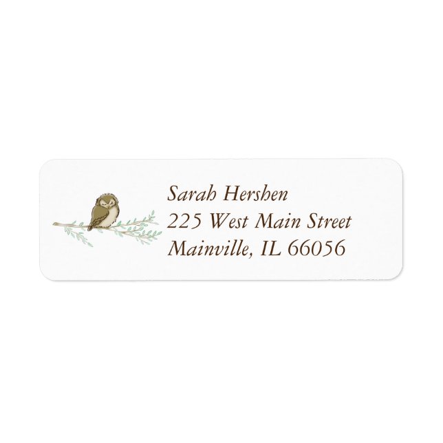 Owl Woodland Animal Baby Shower Return Address Label (Front)