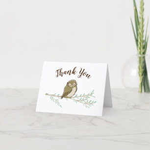 Owl Woodland Animal Baby Shower Thank You Card