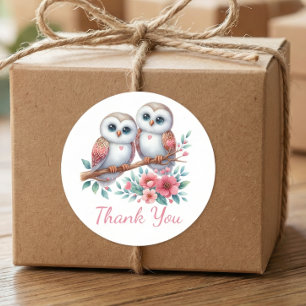 Owl Woodland Boho Country Wedding Thank You  Classic Round Sticker
