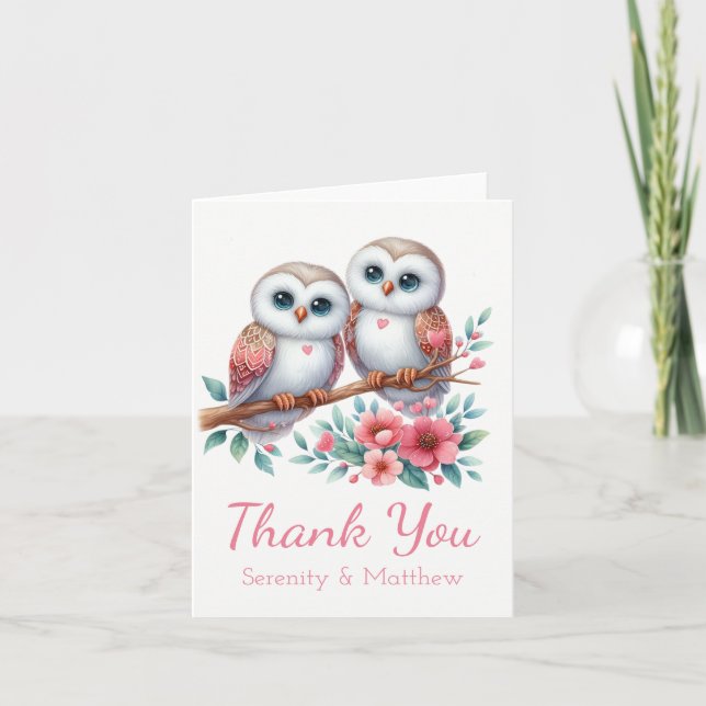 Owl Woodland Boho Rustic Country Thank You Wedding (Front)