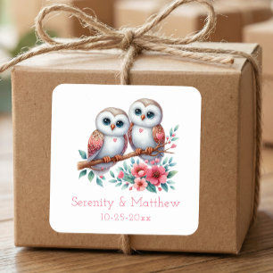 Owl Woodland Boho Rustic Country Wedding  Square Sticker