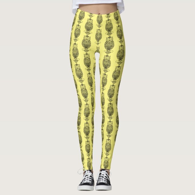 Owl (yellow) - Leggings (Front)