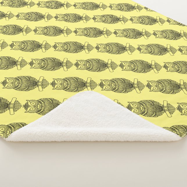 Owl (yellow) - Sherpa Blanket (3/4)