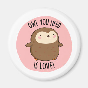 Owl You Need Is Love Funny Brown Owl Pun Magnet