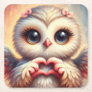 Owl You Need is Love Square Paper Coaster