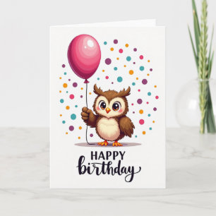 Owlet Balloon Birthday Card