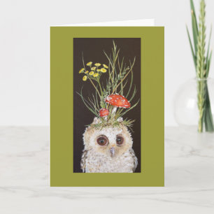 owlet card with toadstool hat