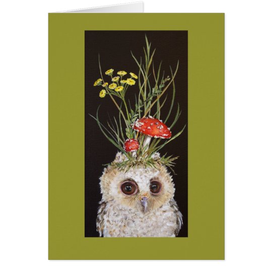 owlet card with toadstool hat