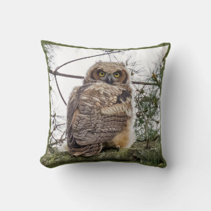 Owlet On A Pine Branch Cushion