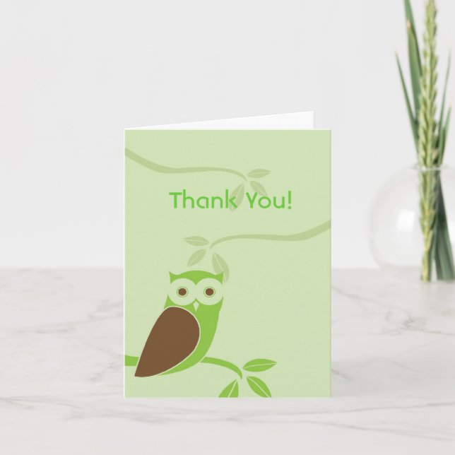 Owlet Tree Thank You Card - Green (Front)