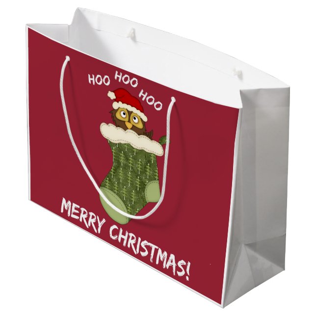 OwlHooHooChristmas Large Gift Bag (Back Angled)