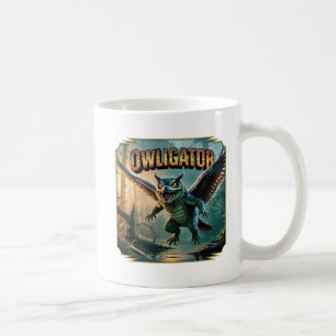 Owligator Illustration – Owl Alligator Funny Scary Coffee Mug