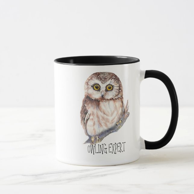 Owling  Expert, Funny Little Owl Mug (Right)
