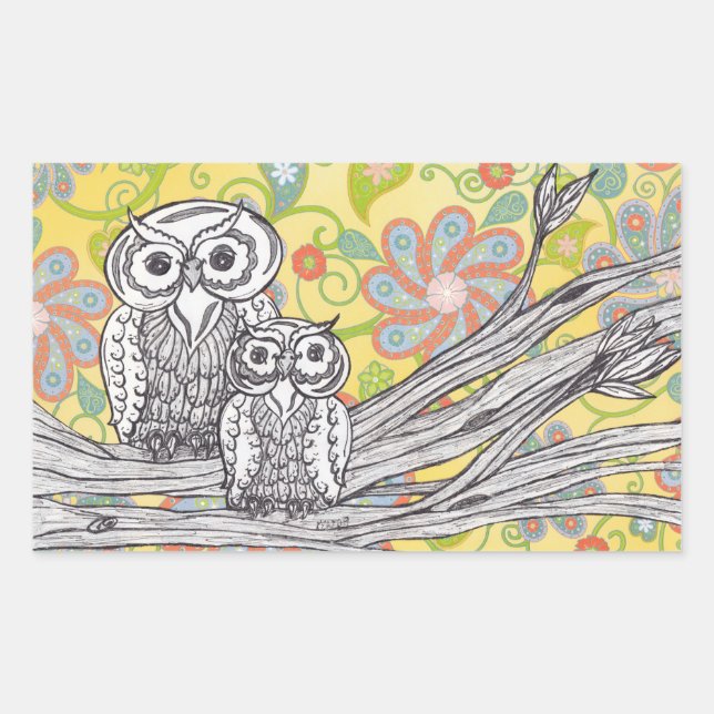 Owls 03 rectangular sticker (Front)