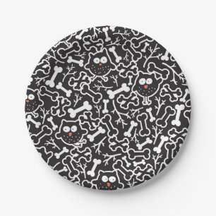 Owls and bones paper plate