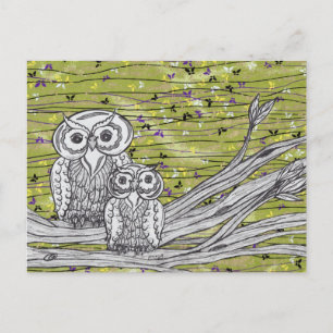 Owls and Butterflies Postcard