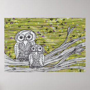 Owls and Butterflies Print