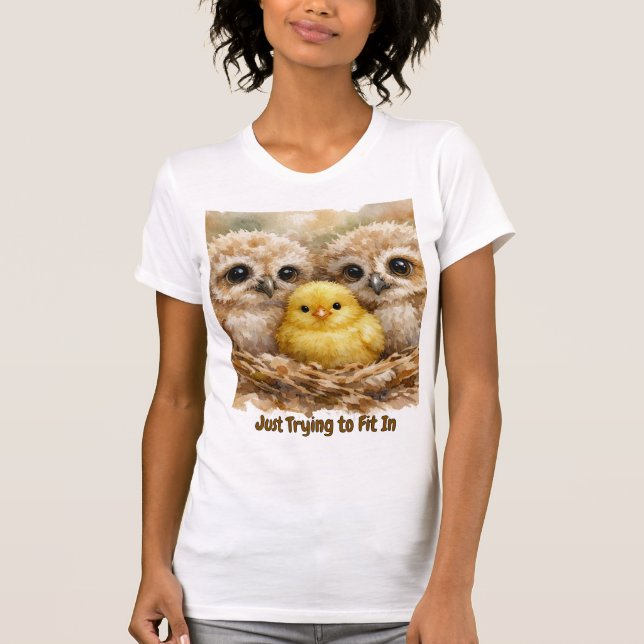 Owls and Chick Customizable T-Shirt (Front)