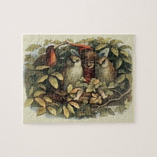 Owls and Elf Fairies Nature Illustration Jigsaw Puzzle (Horizontal)