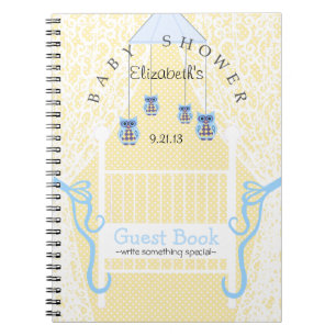 Owls and Lace Yellow Baby Shower Guest Book- Notebook