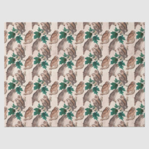 Owls and Leaves Decoupage Tissue Paper