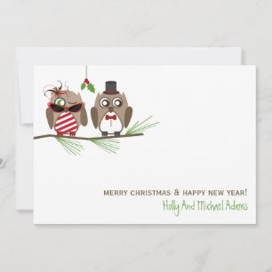 Owls and Mistletoe Christmas Card