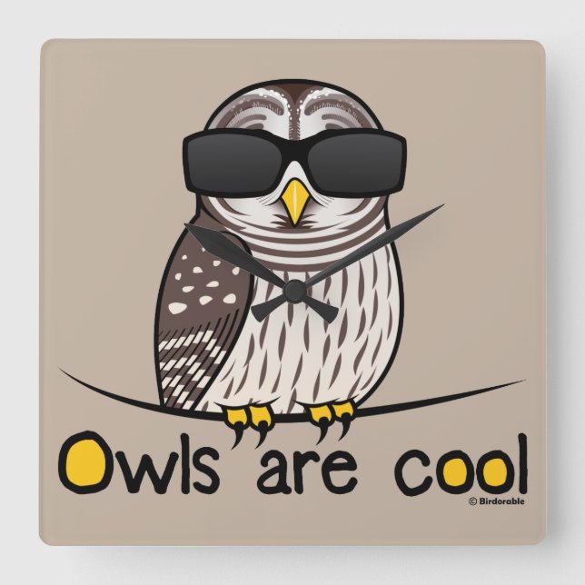 Owls are cool square wall clock (Front)