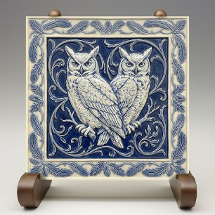 Owls Arts & Crafts Wall Decor Ceramic Tile