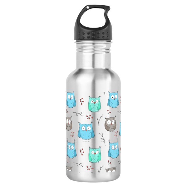 Owls & Branches Pattern 532 Ml Water Bottle (Front)