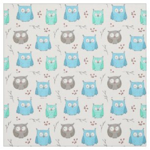 Owls & Branches Pattern Fabric