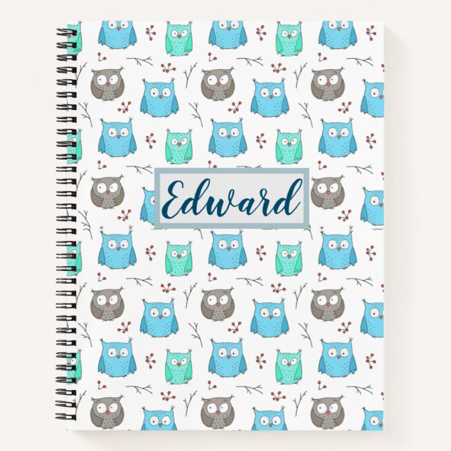 Owls & Branches Pattern Notebook (Front)