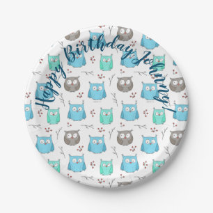 Owls & Branches Pattern Paper Plate