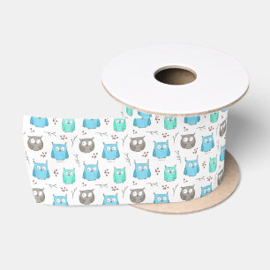Owls & Branches Pattern Satin Ribbon