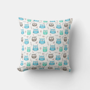 Owls & Branches Pattern Throw Pillow