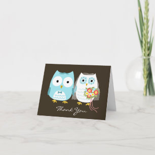 Owls Bride and Groom Newlyweds Wedding Thank You