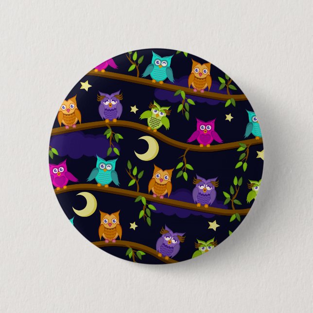 owls by night 6 cm round badge (Front)