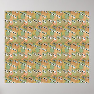 OWLS! Cartoon watercolor owls. Poster