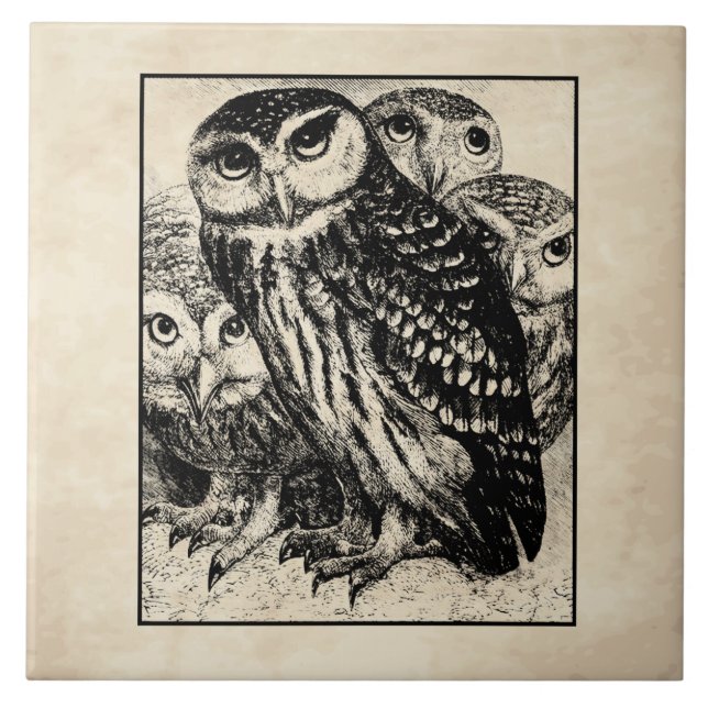 Owls Ceramic Tile (Front)
