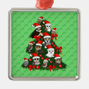 Owls Christmas Tree Metal Ornament