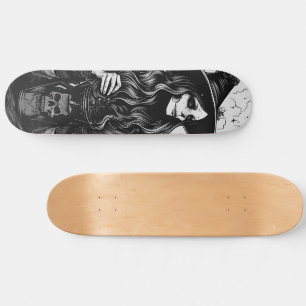 Owls couple surrealistic skateboard